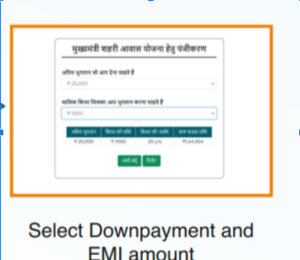 Select the downpayment and EMI amount.